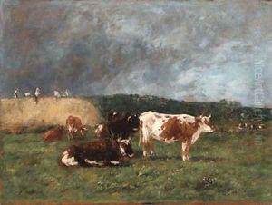 Les Meules, vaches au pturage (Haystacks, Cows in the Pasture) by Eugene Boudin