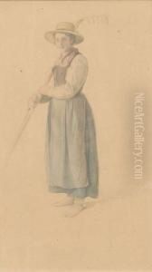 Bauernmadchen Mit Rechen. by Arthur Georges Baron Von Ramberg: