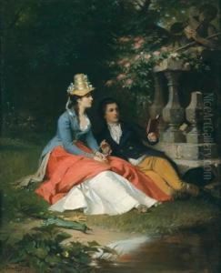 Lettura Galante Nel Parco by Arthur Georges Baron Von Ramberg: