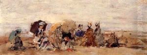 Trouville Beach Scene 1874 by Eugene Boudin