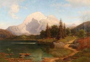 Fisherman And Family By The Alps