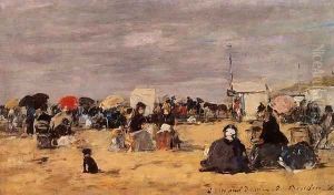 Trouville Beach Scene 1884 by Eugene Boudin