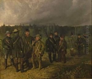 Jagdgesellschaft In Konigswartha by Ludwig Ferdinand Von Rayski