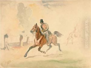 Reiter Im Park. by Ludwig Ferdinand Von Rayski