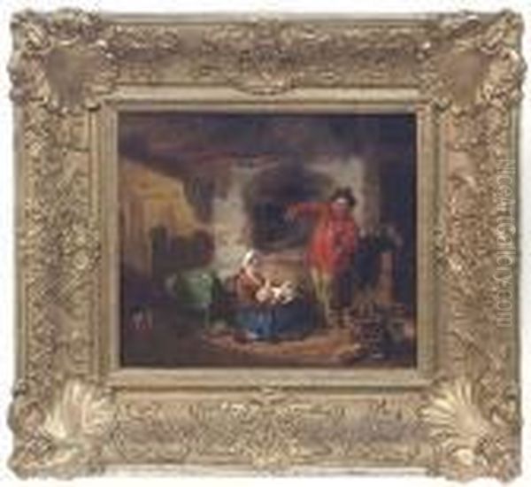 Peasantfamily In A Rustic Interior - view 1