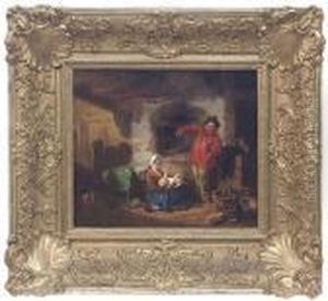 Peasantfamily In A Rustic Interior