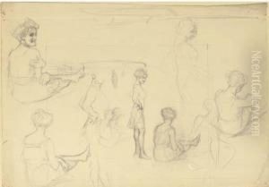 Studies Of A Female Figure by Ferdinand, Freiherr Von Reznicek
