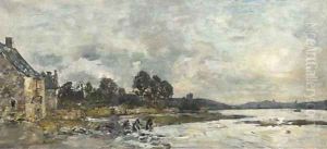 Hopital-Camfrout Le rivage by Eugene Boudin