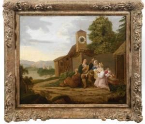 Junger Lautenspieler Mit Zwei Madchen by Heinrich Gaudenz Von Rustige