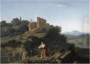 Nymphs Bathing And A Washingwoman Near Ruins In A Southern Landscape Nymphs Bathing And A Washingwoman Near Ruins In A Southern Landscape