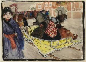 Pferdeschlitten In Russland by Alexander Von Salzmann