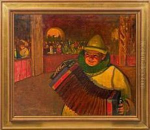 Musizierender Clownin Der Zirkusmanege by Alexander Von Salzmann