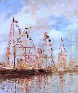 Sailing Ships at Deauville by Eugene Boudin