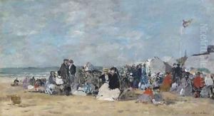 Scene de plage à Trouville 2 by Eugene Boudin