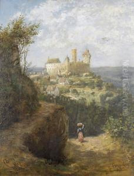 Wegpartie Mit Blick Auf Eine Burg - view 1