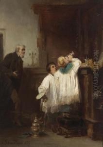 Ertappte Ministranten. 1868. by Claudius Von Schraudolph