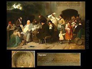 Munchner Wirtshausszene by Claudius Von Schraudolph
