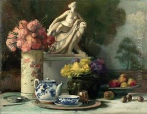 Stilleben Mit Blumen Und Fruchten by Alfred Von Schrotter