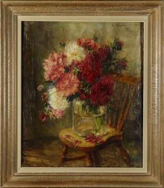 Blomsterstilleben Pa Stol - view 1