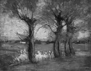 Schutz "landschaft Mit Weiden An Einem Kleinen Bach". Sign., Rucks. Auf Reste Von Altem Klebezettel Bez. Ol Auf Lwd. 53,5 X 68,5 Cm. Rahmen by C. Von Schutz