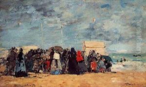 Trouville Beach Scene3 1873 by Eugene Boudin