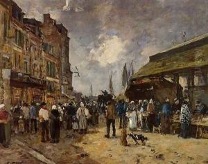 Trouville Fish Market 1871 by Eugene Boudin