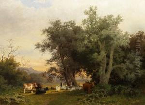 Abendlandschaft Mit Einem Viehhirten - view 1