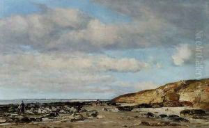 Trouville greve at rochers 1860-1865 by Eugene Boudin