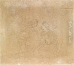 Einjunges Paar Im Gesprach by Moritz Ludwig von Schwind