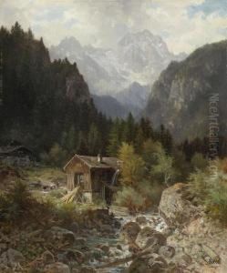Gebirgslandschaft Mit Bach Und Wassermuhle by Ludwig, Louis Von Sckell