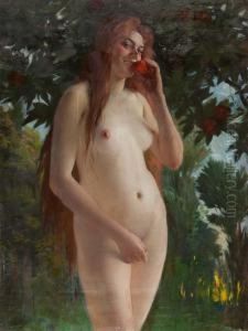 Eva, Vergnugt In Den Apfel Beissend by Lothar von Seebach