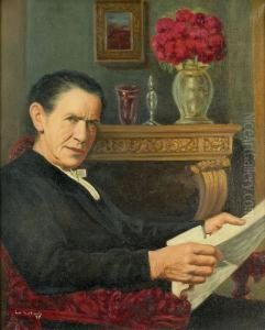 Interieur Mit Lesender Frau.