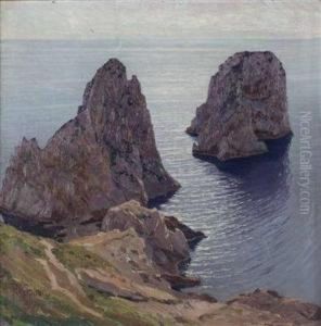 Die Faraglioni-klippen Bei Capri by Paul von Spaun