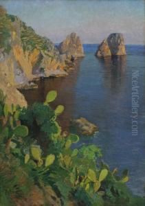 Kustenlandschaft Bei Capri by Paul von Spaun