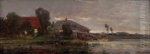 "abendstimmung Am See Mit Hausern" by Toni, Anton Von Stadler