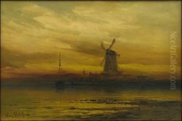 Herminie Von Stahl (nineteenth-century) Windmill At Dusk - view 1