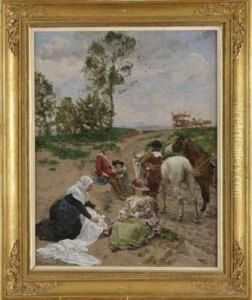 (berne 1867 - ?)
La Halte Des Voyageurs by Gustav Von Steiger