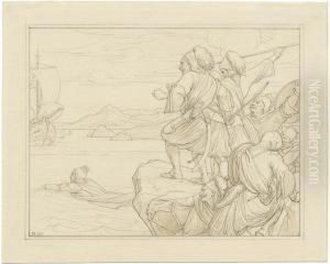 Otto Ii Rettet Sich Vor Den Griechen by Edward Jakob Von Steinle