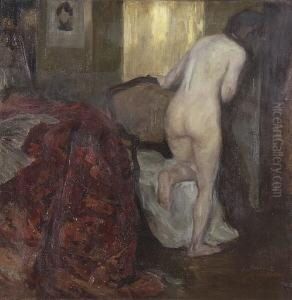 Weiblicher Ruckenakt Im Atelier Des Kunstlers. by Fritz, Frigyes Von Strobenz