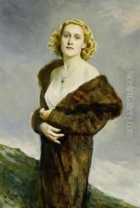 Lady In A Fur Coat by Boleslaw Von Szankowski