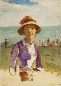 Frau Am Meer - Infinito- Studie by Paul Von Szinyei-Merse