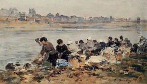 Laundresses on the Banks of the Touques 1886 by Eugene Boudin