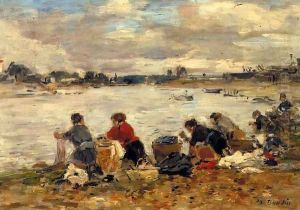 Laundresses on the Banks of the Touques2 1894-1897 by Eugene Boudin