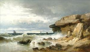 Coastal Scene With A Boat Washed Ashore