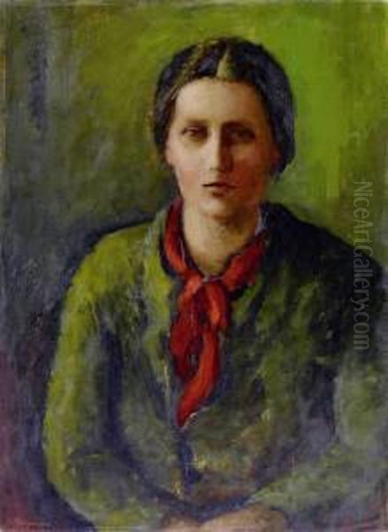 Frau Mit Rotem Schal - view 1