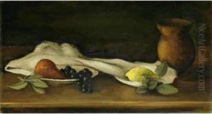 Stillleben Mit Fruchten, Krug Und Weissem Tuch