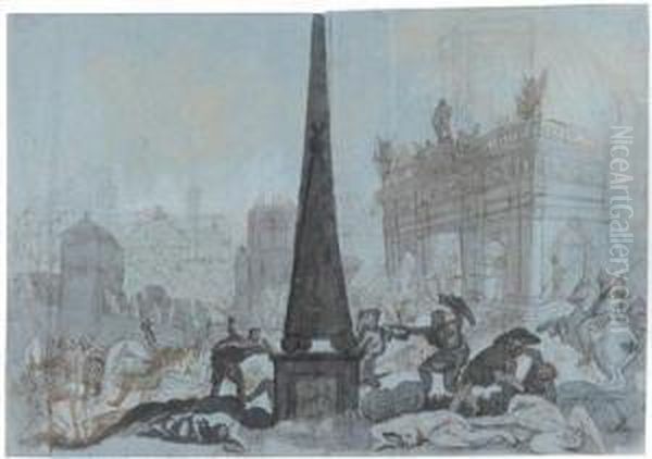 Historische Kampfszene Vor Den Kolonnaden Am Spittelmarkt In Berlin - view 1