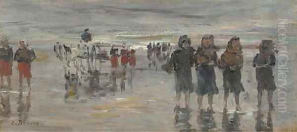 Pecheuses revenant de la plage, Berck - view 1