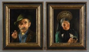 Portraits Of A Man And Woman by Alexander von Wagner
