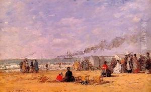 The Beach at Trouville 1868 by Eugene Boudin